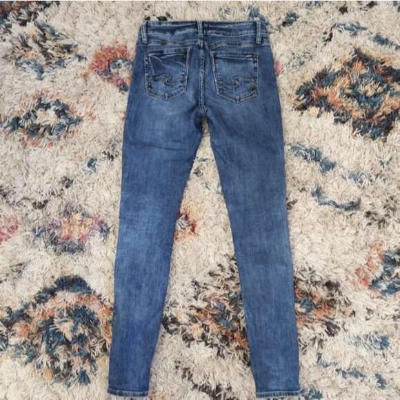 Silver Jeans Elyse Mid Rise Skinny Acid Wash Stretchy Jean Western Basic Denim - Picture 5 of 8